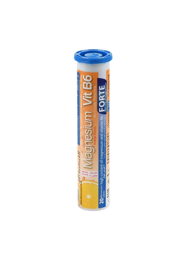 Active Lab Magnesium & Vitamin B6 Dietary Supplement with Orange Flavored Sweeteners - 20 Tablets
